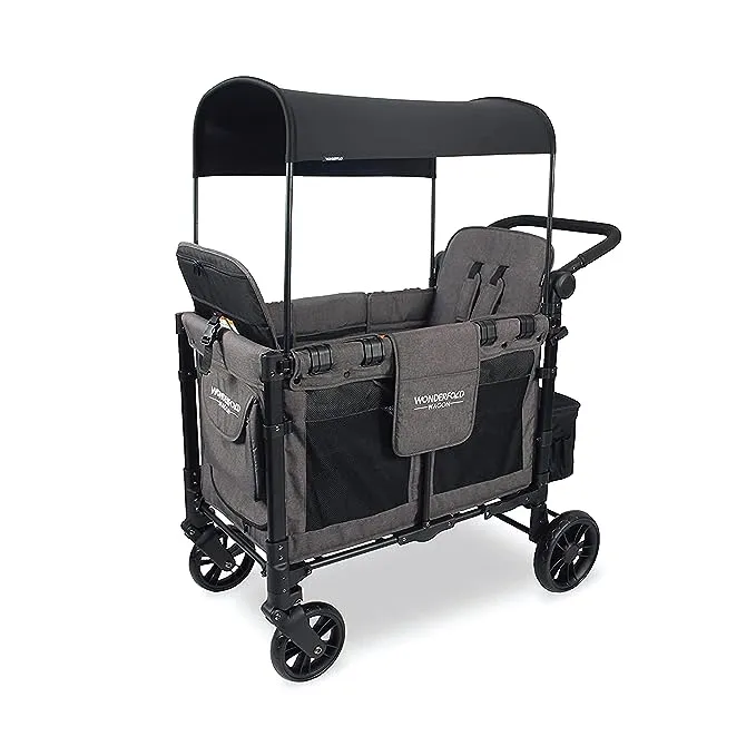 Wonderfold W2 Elite Double Stroller Wagon Gray