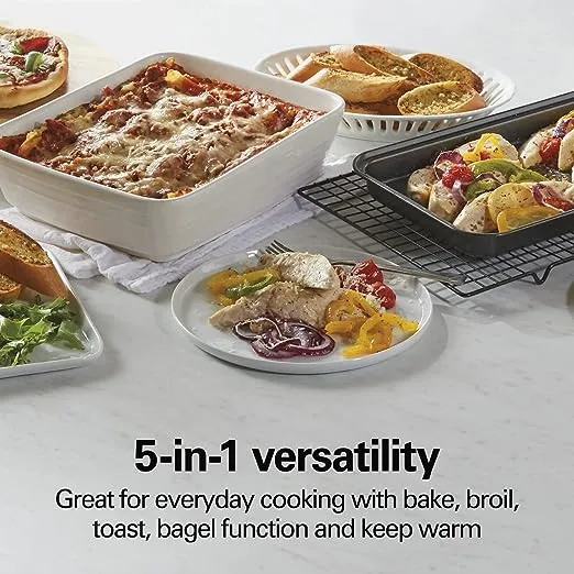 Hamilton Beach 4-Slice Countertop Toaster Oven with Bake Pan, Broil & Bagel Functions, Auto Shutoff, Stainless Steel (31143)