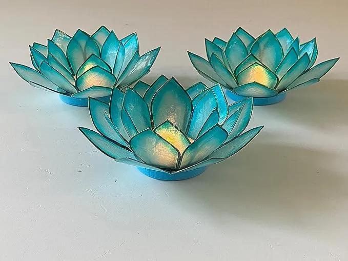 Om Gallery Capiz Shell Lotus Tea Light Holder, Passion