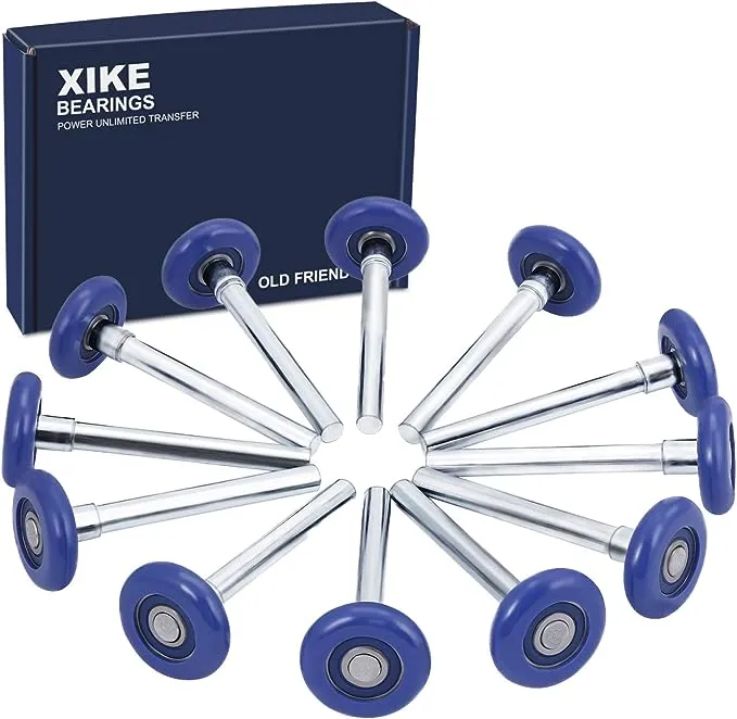 XiKe 10 Pack Blue 2" Nylon Garage Door Roller 4" Stem, Quiet/Durable and High Load, Use 6200-2RS Double Seals Precision Bearings.