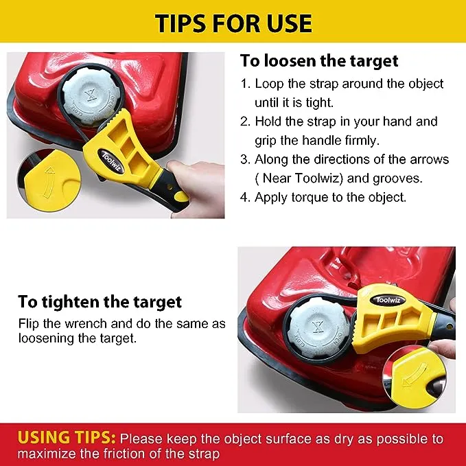  Strap Wrench Set, Upgrade 2pcs 24 in and 19.7 in Length Adjustable Yellow