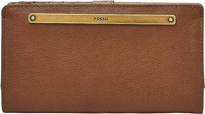 Fossil Women's Liza Leather Wallet Slim Minimalist Bifold, Black (Model: SL7891G001)