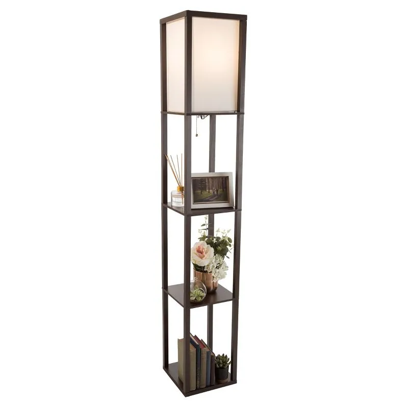 Lavish Home Etagere Floor Lamp - Brown