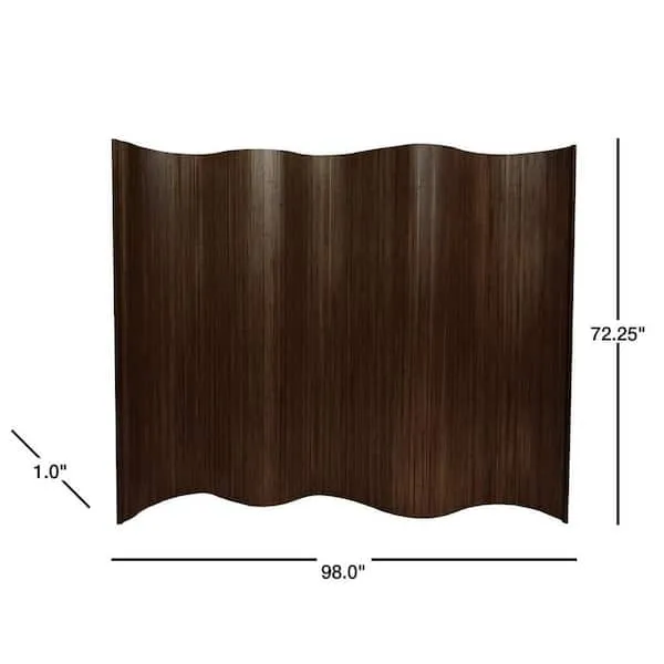 Oriental Furniture 6 ft. Tall Bamboo Wave Screen - Dark Mocha