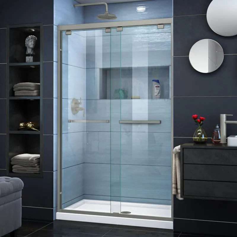 DreamLine Encore 44-48"W x 76"H Semi-Frameless Bypass Shower Door, Satin Black