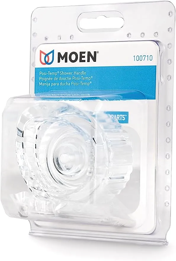 Moen 100710 Posi-Temp One-Handle Tub and Shower Replacement Knob Handle Kit, White and Chrome Knob Insert