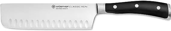 WÜSTHOF Classic IKON 7" Hollow Edge Nakiri Knife, Black