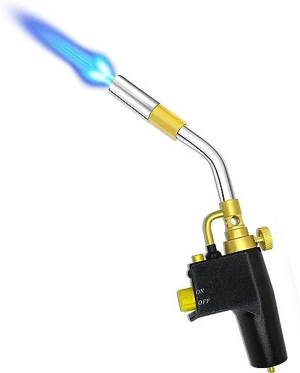 Propane Torch Head - MAPP MAP Gas Torch Head with Push Button Igniter Trigger Start Welding Lighter Self Ignition Adjustable Flame Knob Continuous Flame Lock for Sous Vide Soldering Brazing Wood Burn