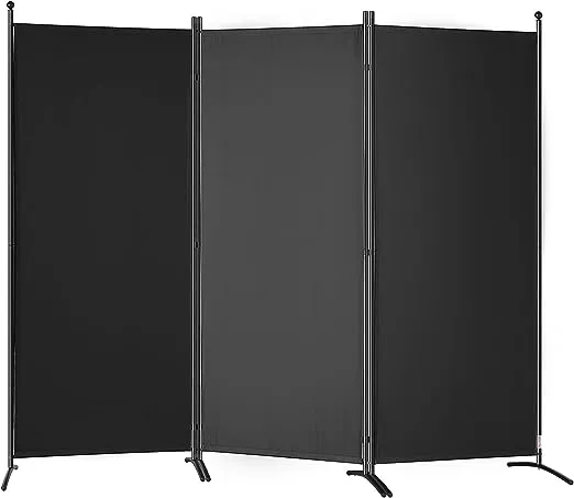 VEVOR Room Divider, 6.1 ft Room Dividers and Folding Privacy Screens (3-Panel), Fabric Partition Room Dividers for Office, Bedroom, Dining Room, Study, Freestanding, Black