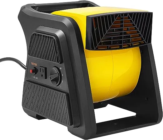 VEVOR Pivoting Utility Fan, 600 CFM High Velocity Floor Blower for Drying, Cooling, Ventilating, Exhausting, 300° Blowing Angle Air Mover, Portable Carpet Dryer Fan for Home, Work Shop