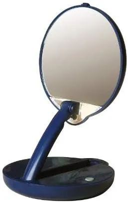 15X Magnification Tabletop Mount round Glass Mirror, Blue