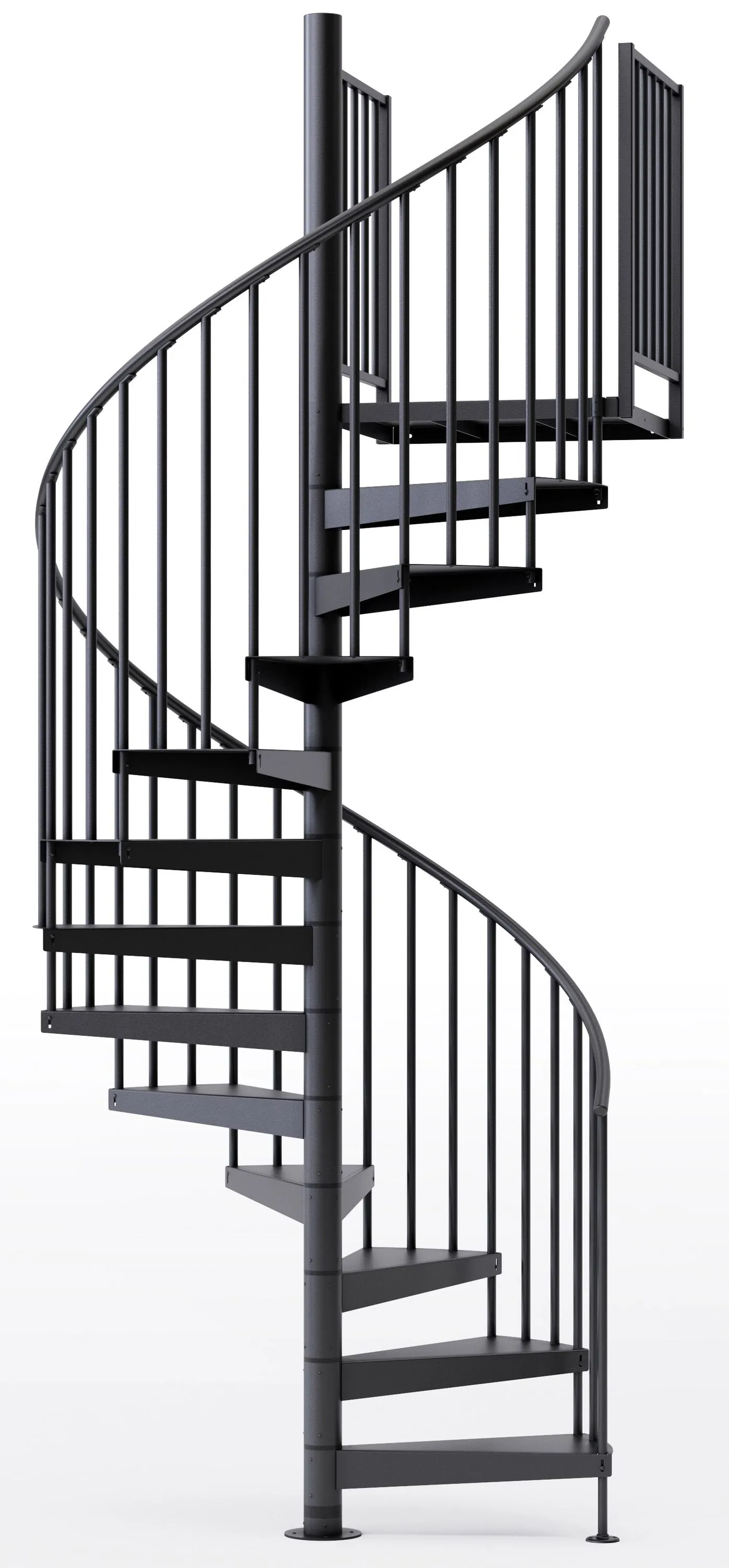 Mylen Stairs Condor 60-in x 8.75-ft 2 Platform Rails Black Spiral Staircase Kit, Fits Height: 93.5-in to 104.5-in (10 treads)