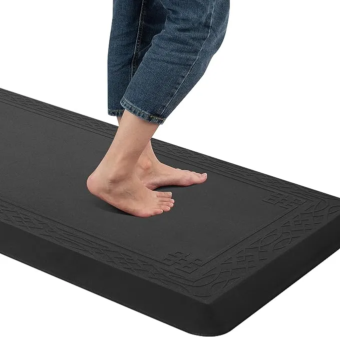 Anti Fatigue Kitchen Mat by DAILYLIFE, 3/4" Thick Kitchen Floor Mat, Standing Comfort Mat for Home, Office, Garage - Non-Slip Bottom, Cushioned, Waterproof & Easy-to-Clean (24" x 36", Black)