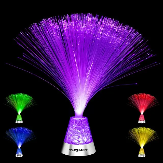 Playlearn 13” LED Fiber Optic Lamp - USB/Battery Powered – Color Changing Cry...