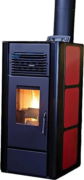 Freedom Stoves Freestanding Independence PS21 Pellet Stove with Battery Backup, Wi-Fi Capability, and Removable Legs - Heats up to 1800 sq ft. - Red