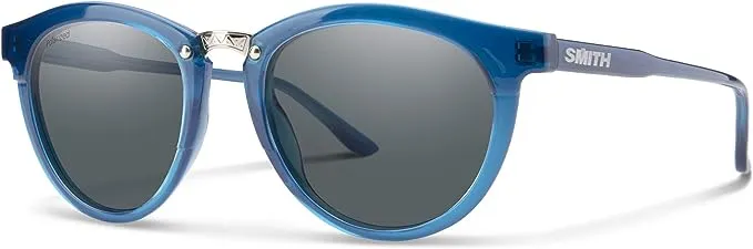 Smith Questa 50mm Polarized Round Sunglasses in Cool Blue/Polarized Gray