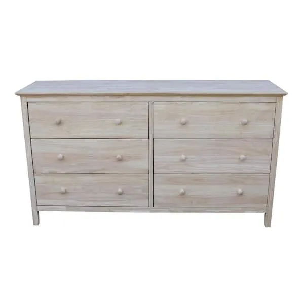 International Concepts Brooklyn 6-Drawer Unfinished Wood Dresser