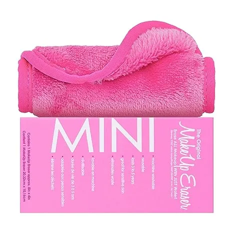 The Original MakeUp Eraser Mini PRO, Erase All Makeup With Just Water, Including Waterproof Mascara, Eyeliner, Foundation, Lipstick, Sunscreen and More! (Silver Infused)