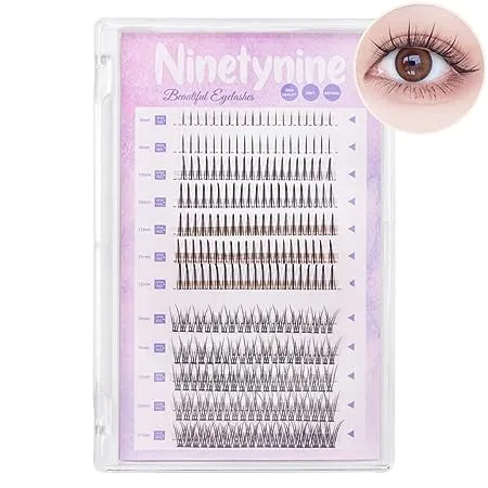 Ninetynine 240pcs Mixed Pack C Curl False Eyelash Extension Individual Lashes Lower Bottom Lash (5-6mm) Fairy Style A Shape (10-12mm) Fish Tail (9-11mm) Natural Clusters, 240 Count (Pack of 1)