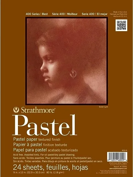 Strathmore 400 Series Pastel Pad, Assorted Colors, 9"x12" Glue Bound, 24 Sheets