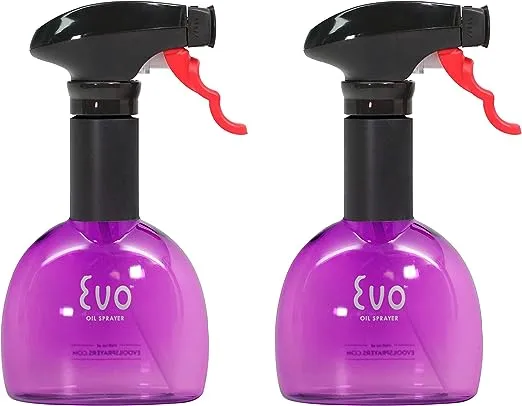 Evo Mini Oil Sprayers, Non-Aerosol for Olive Oil, Cooking Oils, and Vinegars, Red, 8-Ounce Capacity, Set of 2