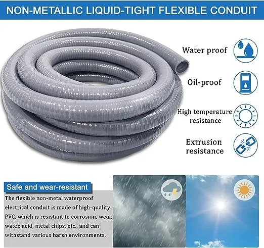 1inch 25ft Electrical Conduit Kit,with 5 Straight and 3 Angle Fittings Included,Flexible Non Metallic Liquid Tight Electrical Conduit(1" Dia, 25 Feet)