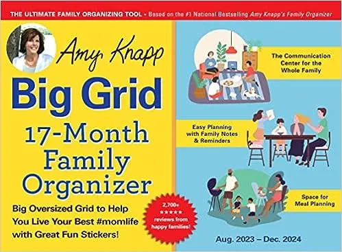 2024 Amy Knapp's Big Grid Family Organizer Wall Calendar: August 2023 - December 2024 (Amy Knapp's Plan Your Life Calendars)