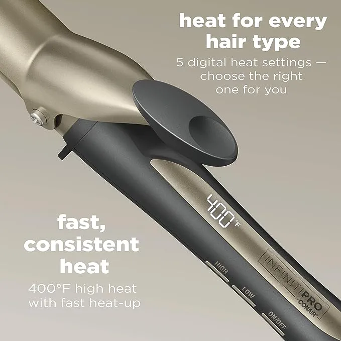 INFINITIPRO BY CONAIR Tourmaline Ceramic 1 1/4-inch Digital Curling Iron, 1 ¼ inch barrel produces loose curls – for use on medium and long hairINFINITIPRO BY CONAIR Tourmaline Ceramic 1 1/4-inch Digital Curling Iron, 1 ¼ inch barrel produces loose curls