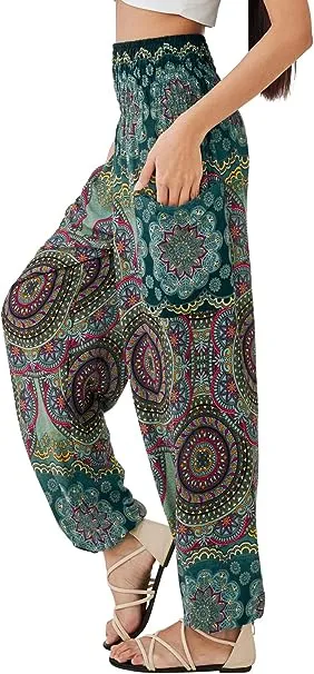 Joob Joob Boho Pants for Women - Hippie Harem Pants Women - Womens Yoga Pants – Comfy Bohemian Flowy Hippie Clothes