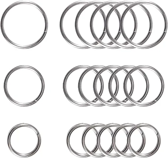 Suuchh CH8 Titanium Key Rings Split Rings, Titanium Keychain, Non Magnetic Small Keyrings, Jump Rings for Necklaces - 18psc Flat Ring (Polished),