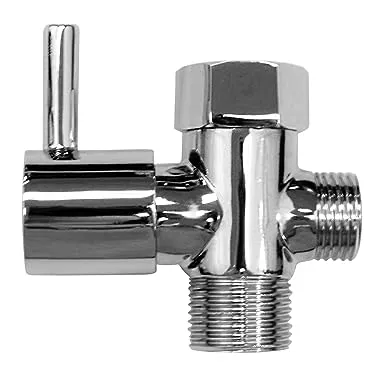 Luxe Bidet Metal T-adapter with Shut-off Valve, Winged 3-way Tee Connector, Nickel Finish, for Luxe Neo Bidets