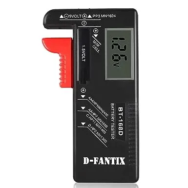 D-FantiX Digital Battery Tester, Universal Battery Checker Household Battery Testers for AAA AA C D 9V 1.5V Small Batteries Button Cell (Model: BT-168D)