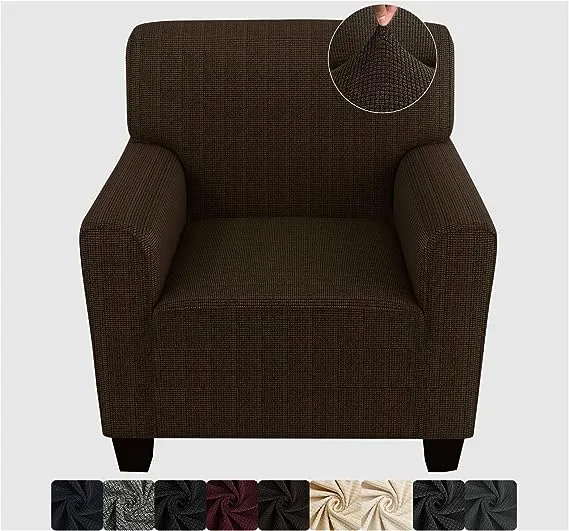 ZNSAYOTX Chair Slipcovers with Arms for Living Room High Stretchy Spandex Pet Friendly Armchair Furniture Protection Covers (Coffee, Chair)