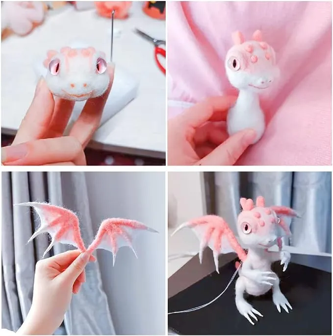 DEUXPER Needle Felting Kits Beginners, DIY Wool Felt Dragon Materials Set for Adults Kids, Needle Felting Craft Project Gift for Women MenDEUXPER Needle Felting Kits Beginners, DIY Wool Felt Dra…