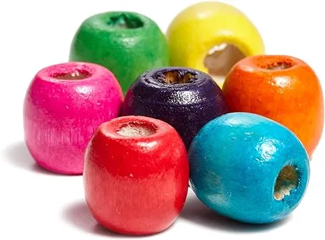 Craft Making Shop 200 Round Painted Round Multicolor Barrel Wood Beads 17mm x 14mm Diameter 8mm Large Hole