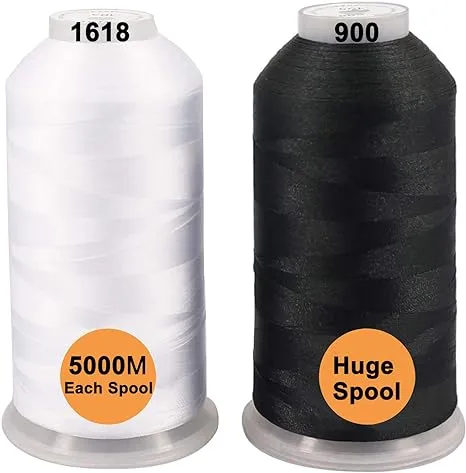 New brothreads - 40 Options- Various Assorted Color Packs of Polyester Embroidery Machine Thread Huge Spool 5000M for All Embroidery Machines -6xRainbow Colors