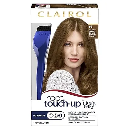 Clairol Root Touch-Up by Nice'n Easy Permanent Hair Dye, 6G Light Golden Brown Hair Color, 2 Count