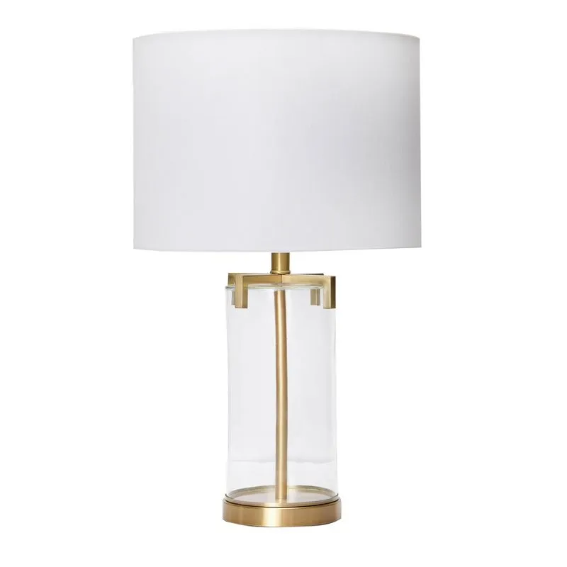 Creative Co-Op Modern Transparent Bubble Glass and Metal Table Lamp, Brushed Gold