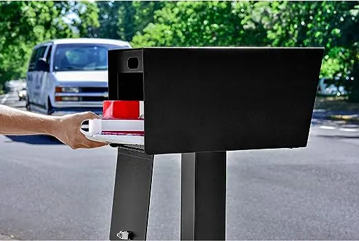 Mail Boss 7526 Mail Manager Street Safe Locking Security Mailbox (Black) and Mail Boss 7121 Black In-Ground Mounting Post, 43 x 4 x 4 inches