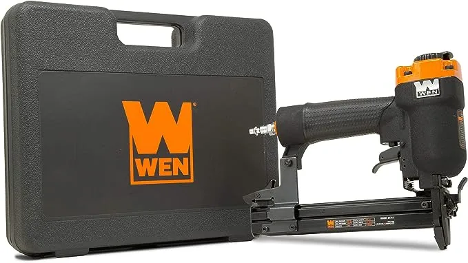 WEN 61711 18-Gauge 3/8-Inch to 1-Inch Air-Powered 1/4-Inch Narrow Crown Pneumatic Stapler , Black