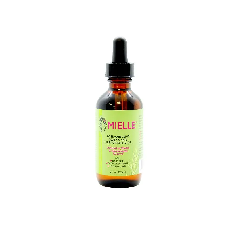 Mielle Organics Rosemary Mint Scalp & Hair Strengthening Oil With Biotin & Essential Oils, Nourishing Treatment for Split Ends and Dry Scalp for All Hair Types, 2-Fluid Ounces