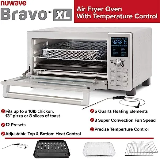 Nuwave Bravo Convection Toaster Ovens Air Fryer Combo with 30QT Large Capacit...