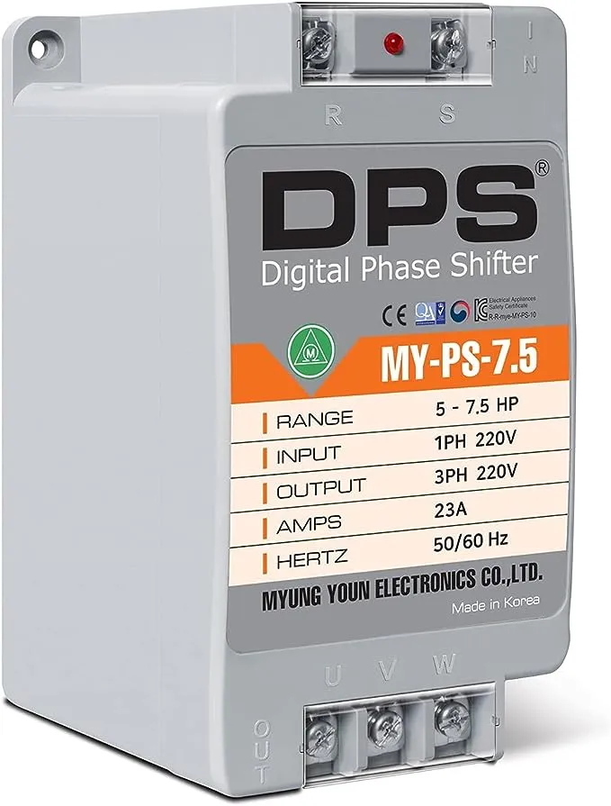 DPS 7.5HP My-PS-7.5 Used for 5HP(3.7kW) 15A Motor, Single to 3 Phase Converter, 1 Must Be Used for 1 Motor Only, Input/Output 200-240V, UL Listed