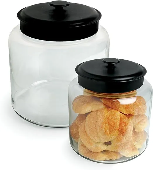 Anchor Hocking 2.5 Gallon Montana Glass Jar with Lid (2 piece, black metal, dishwasher safe)