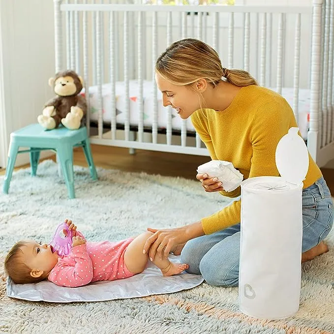 Munchkin® Toss™ Portable Disposable Diaper Pail, Holds up to 30 Newborn Diapers, 1 Pack, White