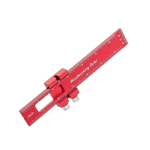 Woodworking Ruler Precision Pocket Rule - 12, 8, 6 Inch Metal Slide Red 3 pcs