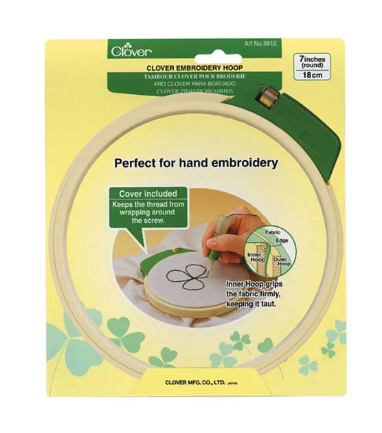 Clover Plastic Embroidery Stitching Hoop, 7"