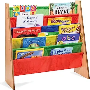 Sagler Kids Bookshelf: 5 Pocket Kids Bookcase And Magazine Rack; Toddler Book