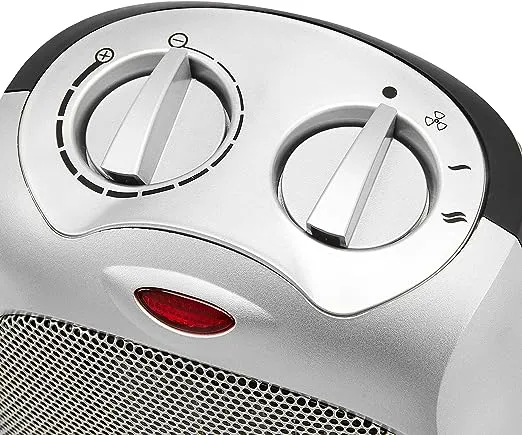 Amazon Basics 1500W Ceramic Personal Heater with Adjustable Thermostat, Silver