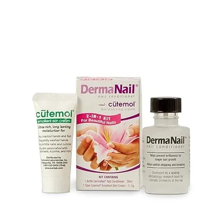 Nail Strengthener & Cuticle Cream Set - Fingernail Care Kit with Liquid Nail Strengthener & Cutemol Cream (11.5g Sample) Healthy Growth - Repair for Brittle, Damaged, Thin, & Peeling Nails